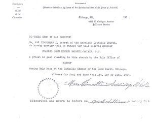 Barwell-Walker consecration certificate