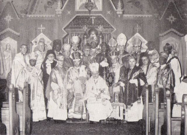 Synod of the American Orthodox Catholic Church. Bishop Ryzy-Ryski is front row, second from left. Patriarch Wolodymyr is fifth from left.