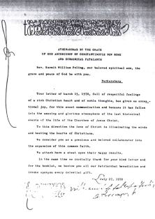 Letter of His All Holiness the Ecumenical Patriarch to the future Prince Kermit of Miensk, 1970.